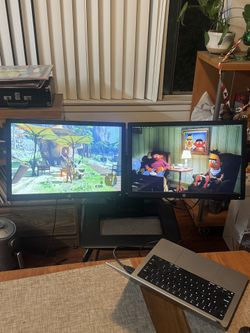 Dual Monitor Stand W/ 2 hp elitedisplay e242 Monitors