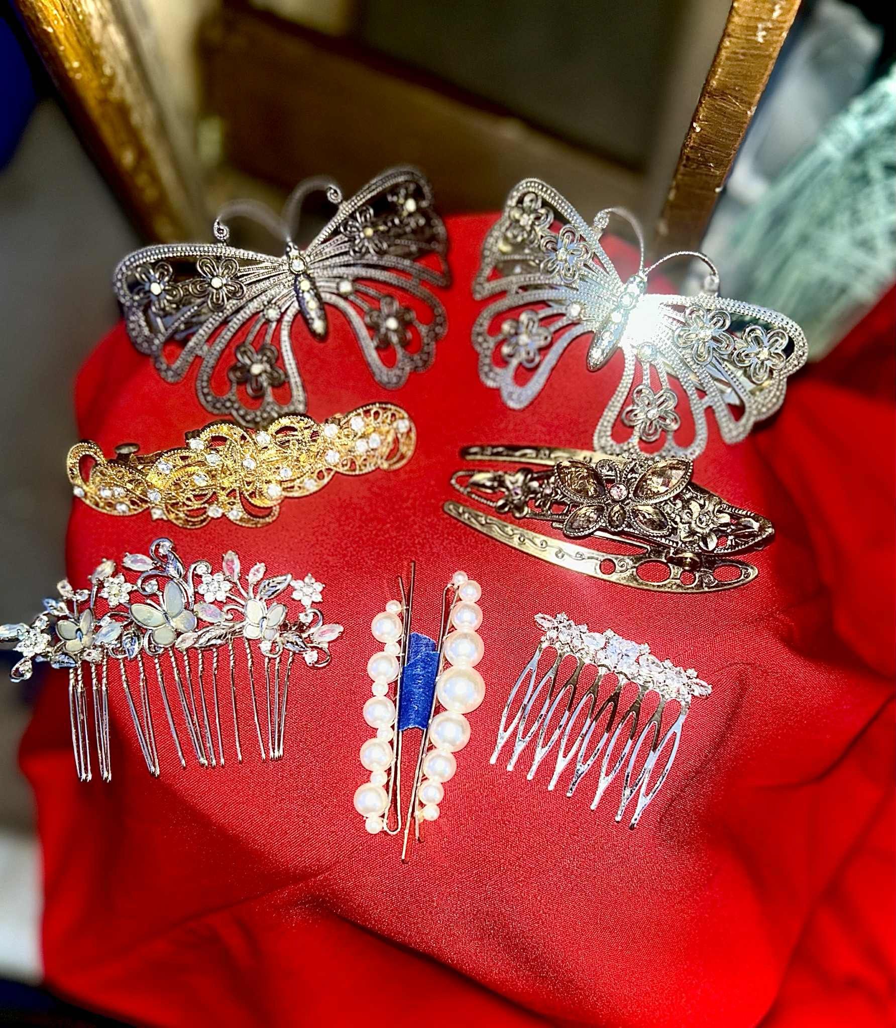 Antique Rhinestone Hair Clips