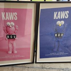 2 Framed KAWS x NGV BFF Exhibition Posters