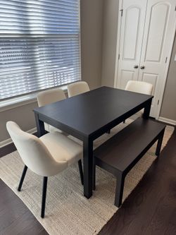 Extendable Dining Table Set with 4 Chairs and Bench