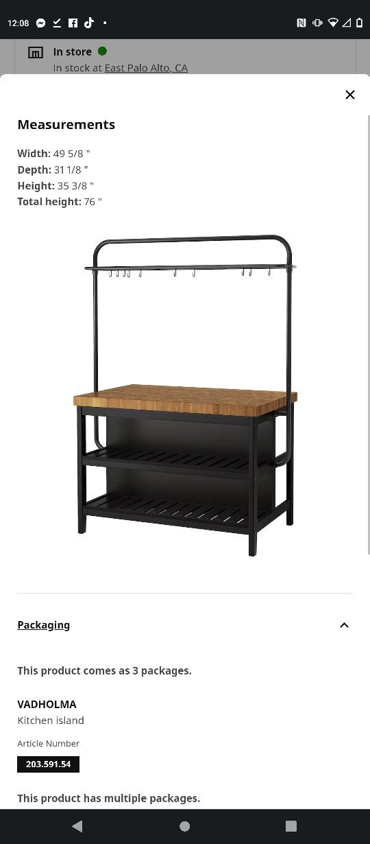 Brand New Ikea Valdholma Kitchen Island W Rack