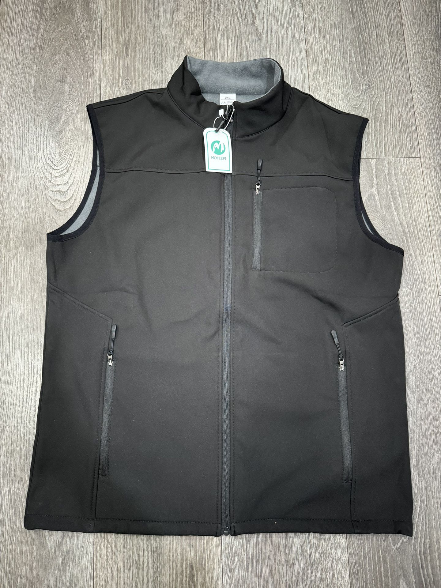 M MOTEEPI Mens Vests Outerwear Lightweight Fleece Sleeveless Jacket Full Zip Softshell Vest for Golf Hiking Running