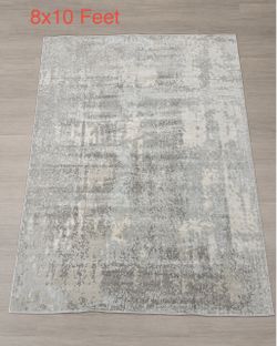 Nourison Etchings 8x10 Grey Light Blue Abstract Rug – Floor Sample