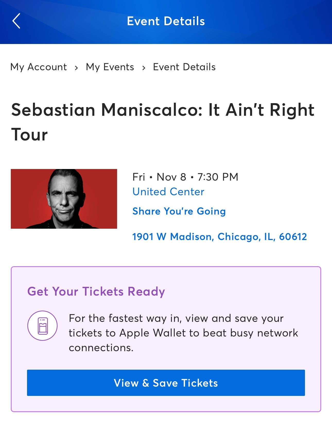 Sebastian Maniscalco Friday Show United Center
