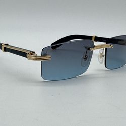 PREMIERE C DE CARTIER GOLDEN BLUE WOOD SUNGLASSES 100% NEW GENUINE CT0485O $3900