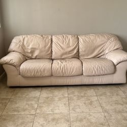 Cream leather couch