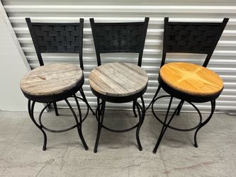 3-Used Black Metal Swivel Barstools