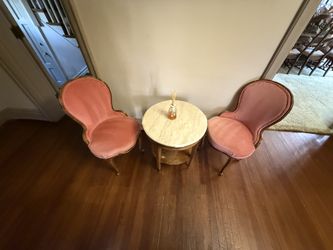 Set of 4 Rose Velvet Victorian Parlor Chairs