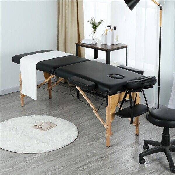 NEW 2 Fold Massage Table Portable Spa Tattoo Salon Bed Beauty