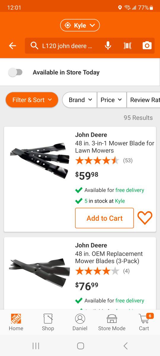 John Deere Tractor Blades...home Depot Has It For 60.00 Dlls