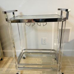 Spanish Hurtado Designer Bar Cart With Glass Insets