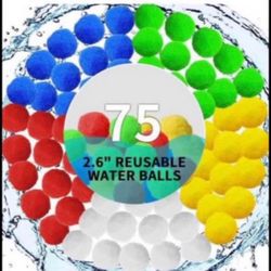 Brandnew 75 Pcs 2.6" Reusable Water Balls, Splash Balls for Summer Outdoor Fun Pool Toys
