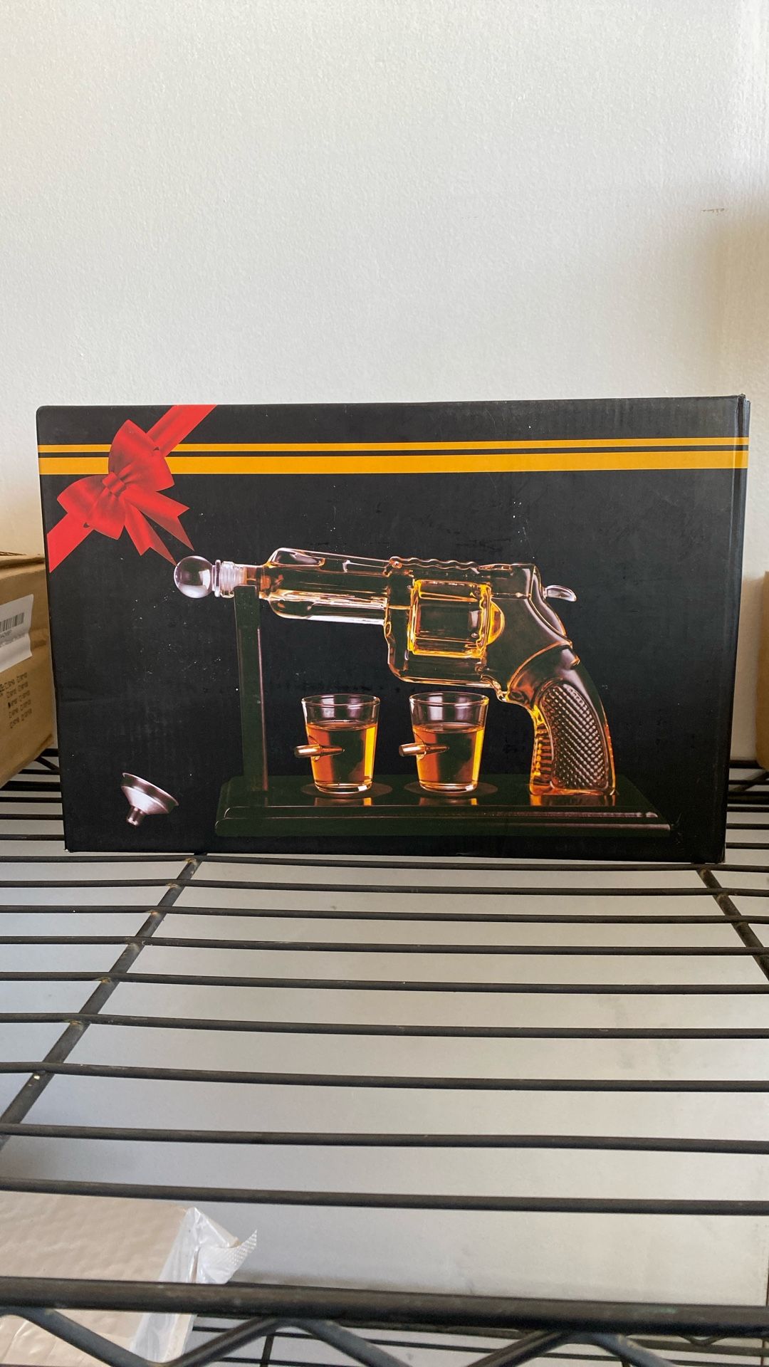 1 Revolver Decanter Set for Men. 8.5oz Decanter with Two 1.7oz Glasses.