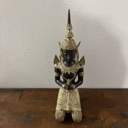 Vintage 16” Bronze and Gold gilt kneeling Thai Teppanom Guardian Angel