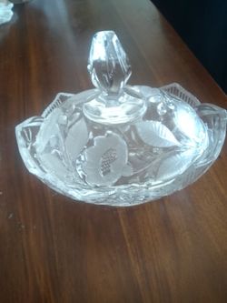 Crystal Glass Candy Dish with Lid