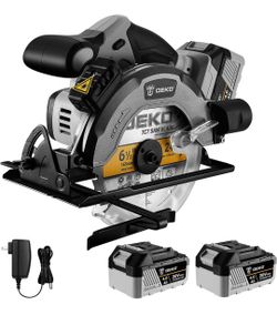 DEKOPRO 20V Cordless Circular Saw, 6-1/2-Inch Blade, 4500 RPM Circular Saw Cordless with 2 Battery