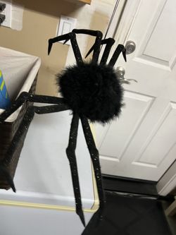24” Approx. Fluffy black  Spider 
