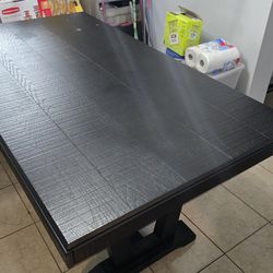 Real Ashwood dinning table with bench and 4 chairs.