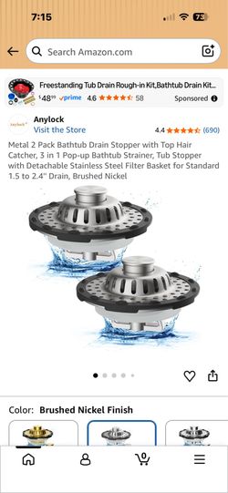 2pack bathtub drain stopper with top  hair catcher