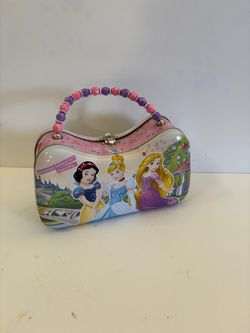 Disney Princess metal tin purse with a beaded handle