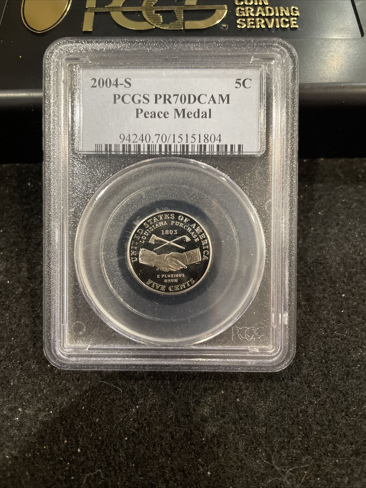 2004 S Gem Proof PERFECT GRADED Peace Medal Jefferson Nickel Graded At PR70 O-5