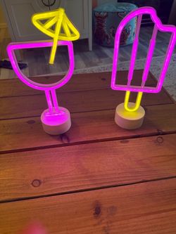 Neon LED Novelty Light Signs Set of 2