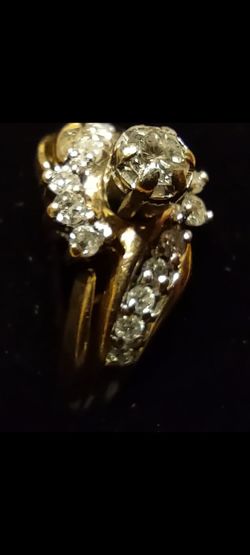 💎 BEAUTIFUL VINTAGE TWO -PIECE RING SET WITH NATURAL DIAMONDS 💎