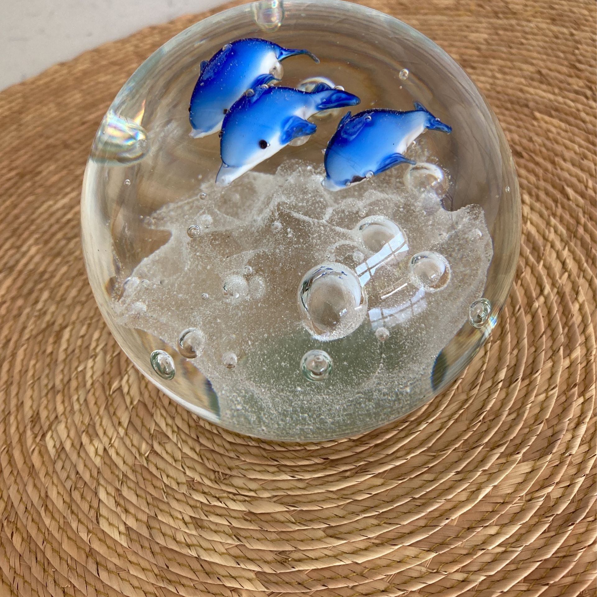 Beautiful Dolphin Glass Paperweight