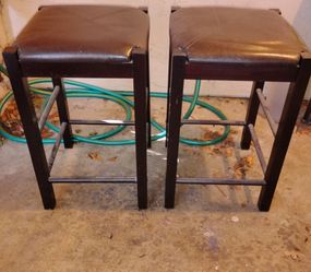 PAIR OF BROWN BAR STOOLS