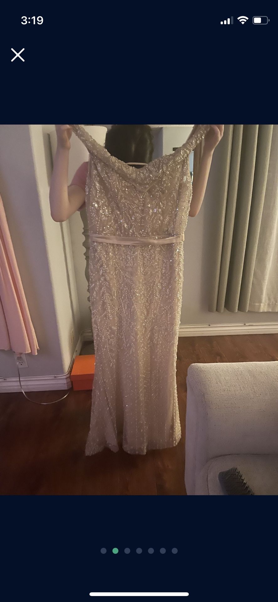 Size 8 to 10 champagne beaded dress