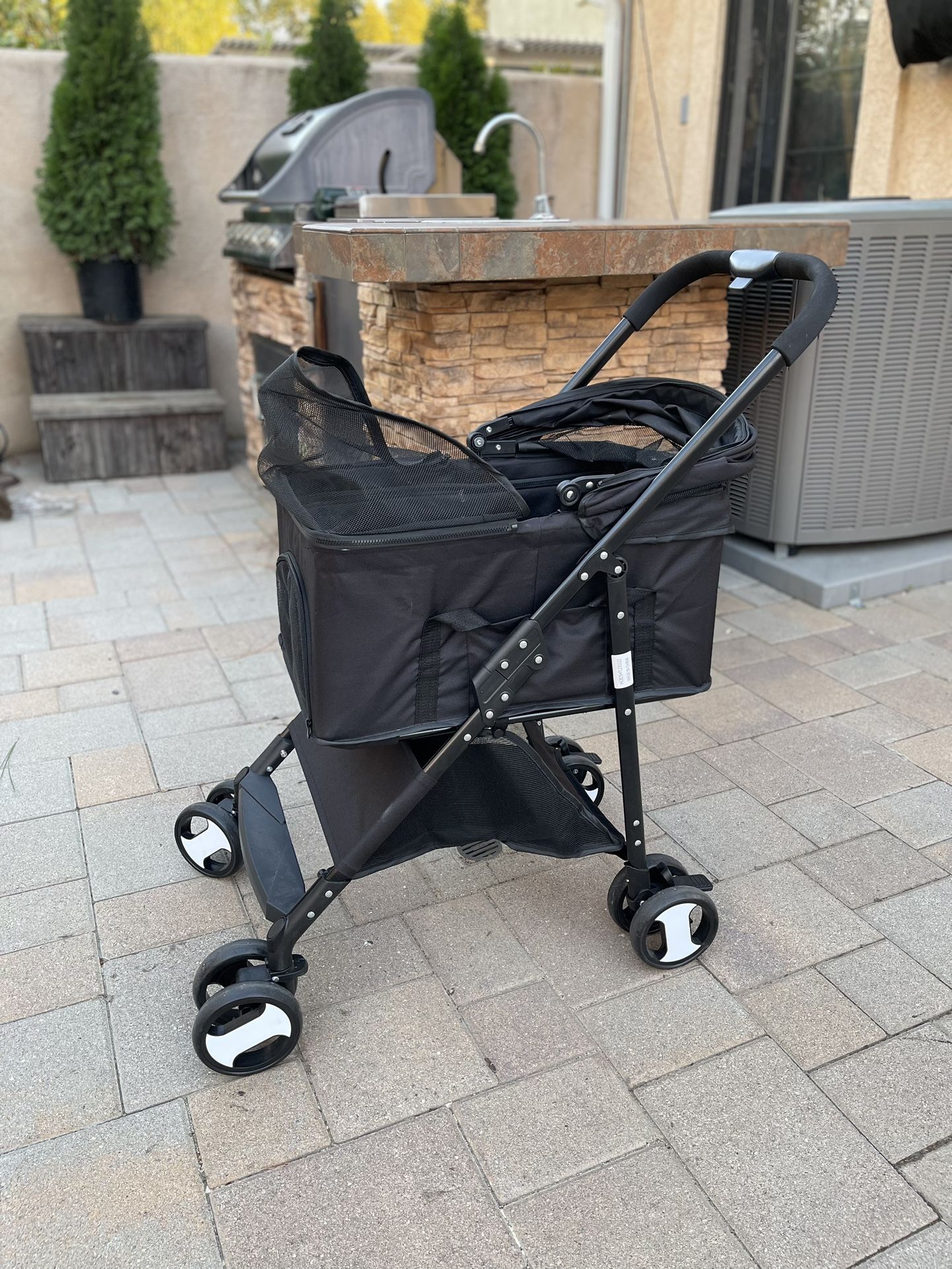 BestPet Pet Dog Cat Stroller with Premium 3-in-1 Multifunction & Detachable Carrier for Folding Lightweight Animal Travel Stroller Black