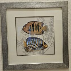 Pair Fish Print Framed Pictures