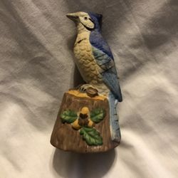 Vintage Jasco Hand Painted Blue Jay Ceramic Porcelain Bell