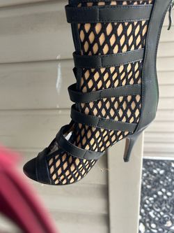Black Mesh Cage Stiletto Heel Boot