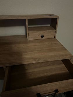 Wood Desk with Hutch and Drawers