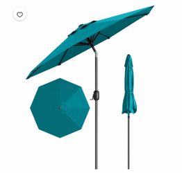 9 Ft. tall teal color NEW umbrella- upend up really wide only $40 it tilts