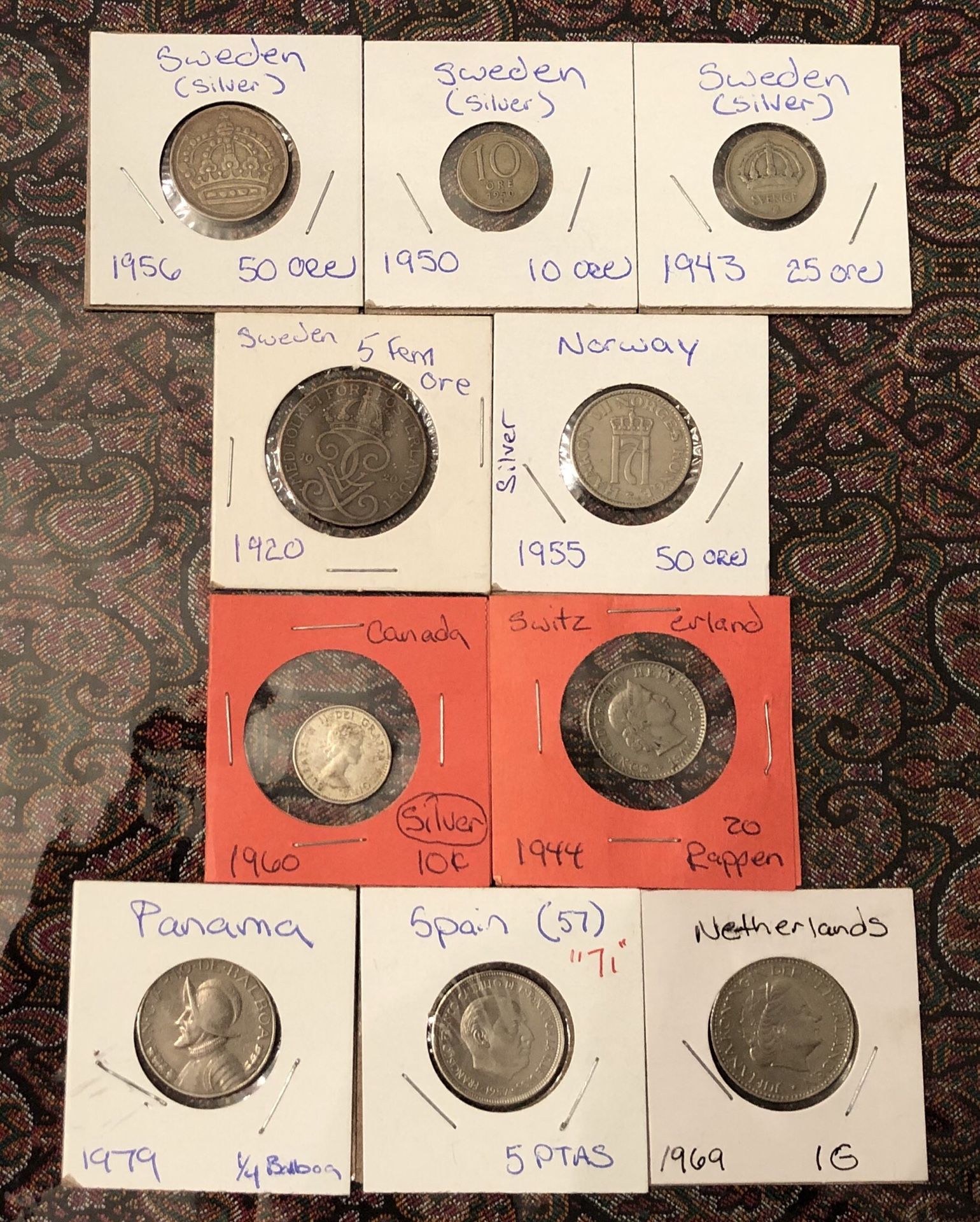 10 European Coins ~ 5 Silver