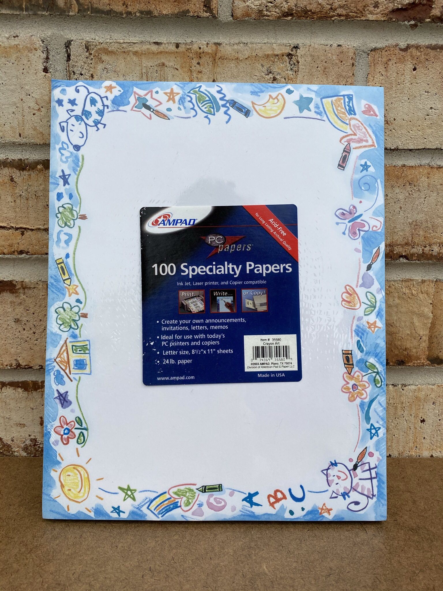 100 count Ampad Specialty Papers for printing, writing & copying - crayon art design 