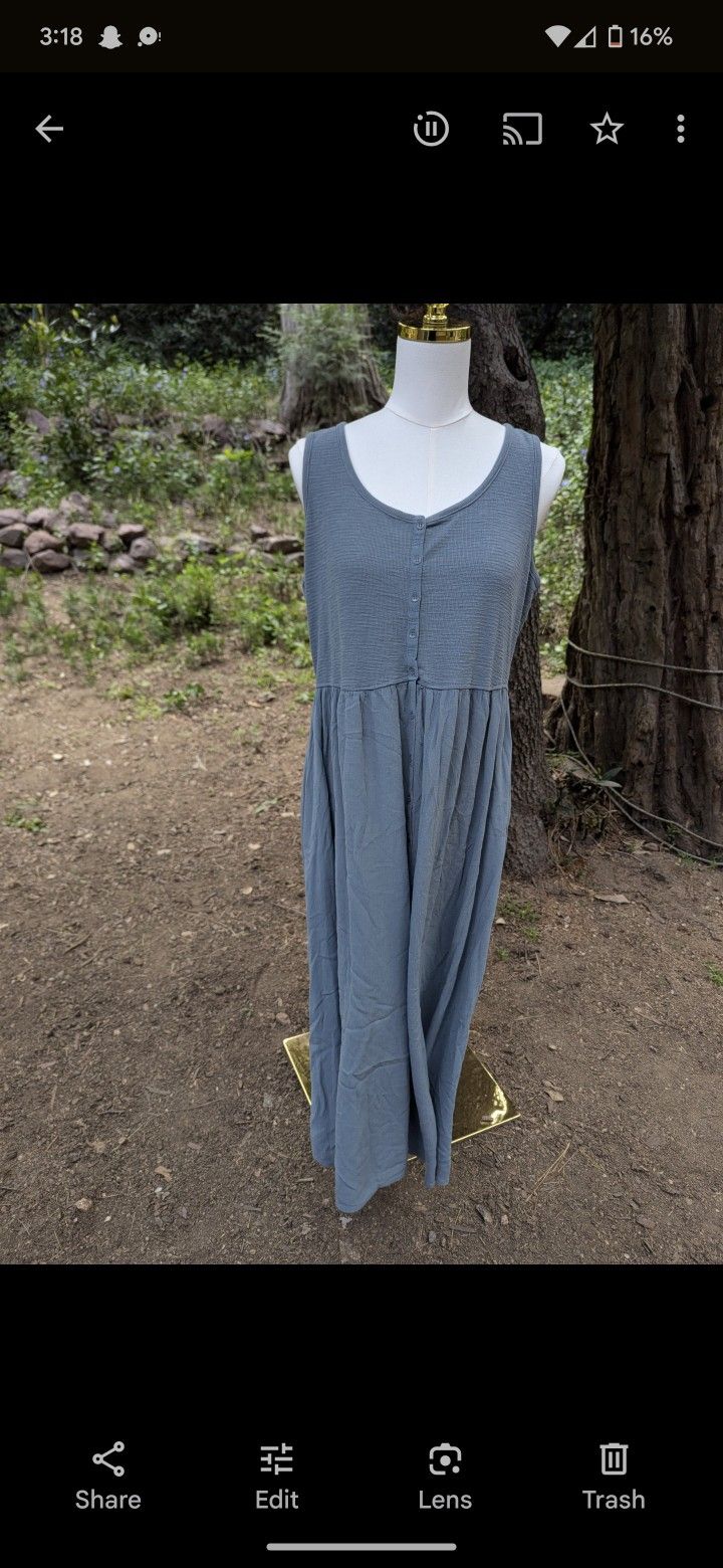 Frye Large Light Blue Sleeveless Maxi Dress