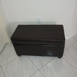 Faux Leather Storage Ottoman With Hinged Opening