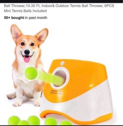 Automatic Ball Launcher for Small Dogs, USB Rechargeable Ball Thrower, 10-30 Ft, Indoor& Outdoor Tennis Ball Thrower, 3PCS Mini Tennis Balls Incl