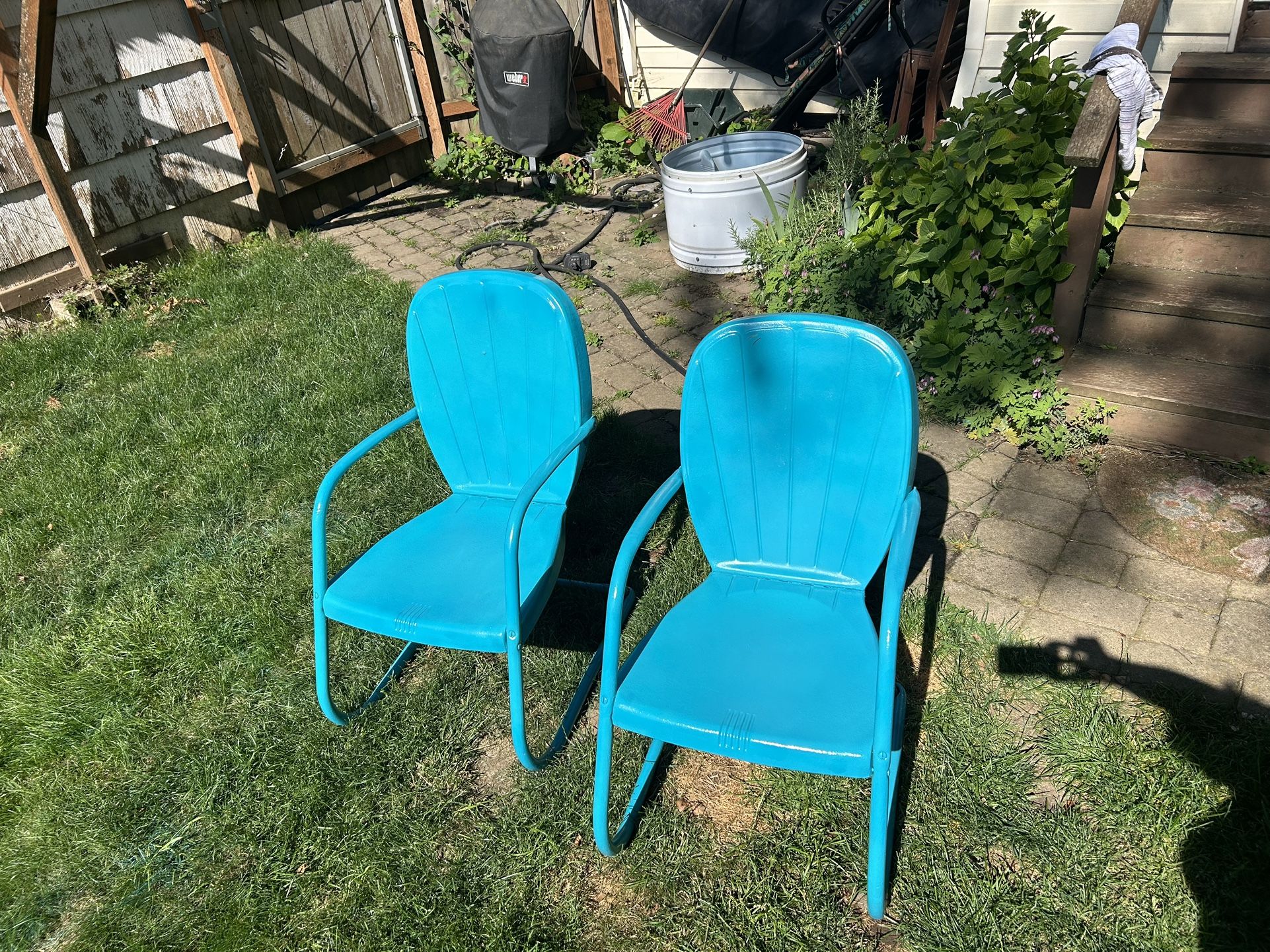 Vintage Scalloped Back Metal Chairs