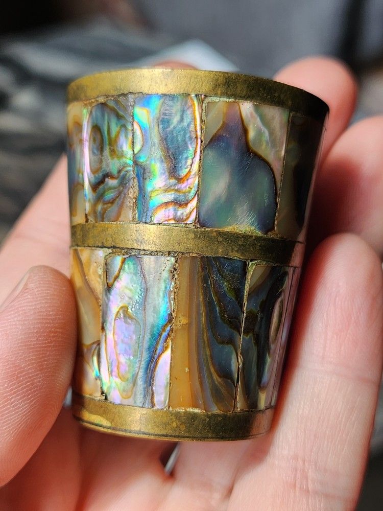 Brass And Mother Of Pearl Shot Glass
