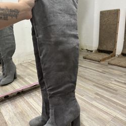 Grey Suede Knee high Boots (PLT Brand)