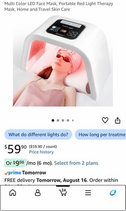 7 LED Light Therapy Machine - Red Light Therapy Dome for Face/Body