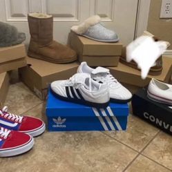 Brand new Uggs(brown pair size 8; other 2 size 9)-$80, vans and converse (size 10)-$30, and sambas size 8.5-$60. Or all 8 for $400. Higley and ray!