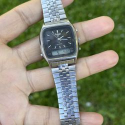 Pulsar Vintage Wrist Watch Japan Rare Stainless Steel Dual-Display Quartz Watch