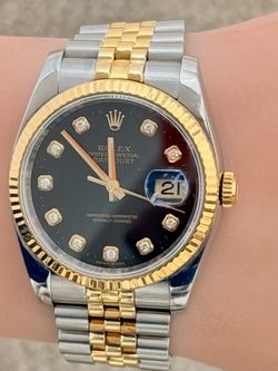 2009 Rolex 36mm DateJust Black Diamond Dial Model 116233