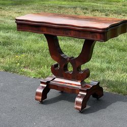 Antique Flame Mahogany American Empire Game Table