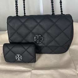 Tory Burch Willa Matte Shoulder Bag and Matching Wallet